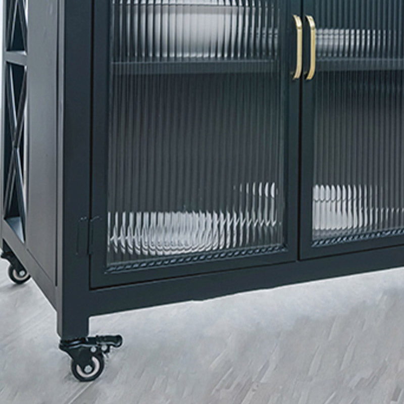 Modern Rectangular Prep Table Rolling Dining Room Kitchen Trolley