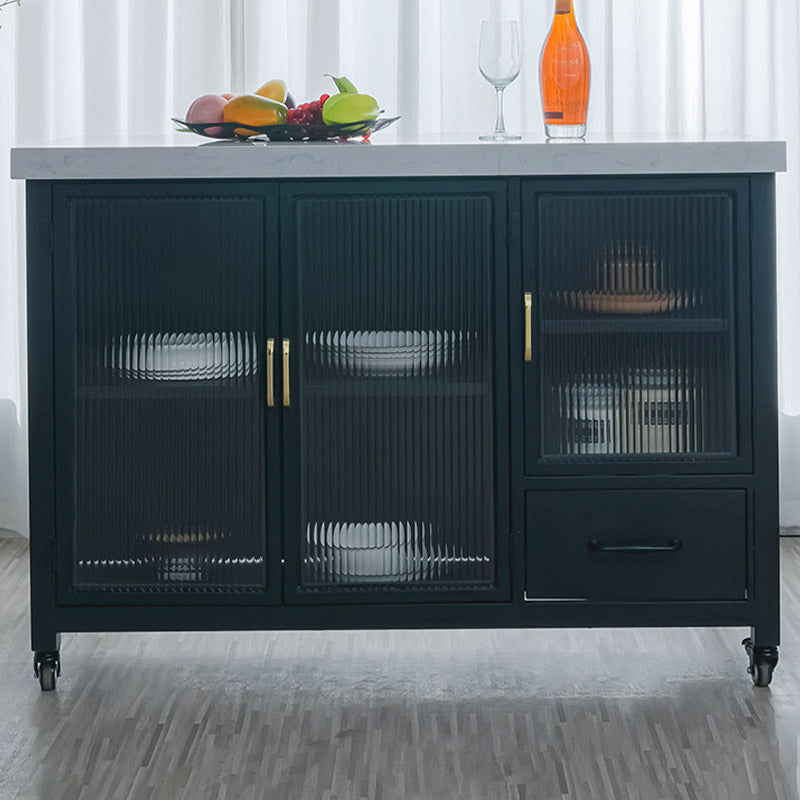 Modern Rectangular Prep Table Rolling Dining Room Kitchen Trolley