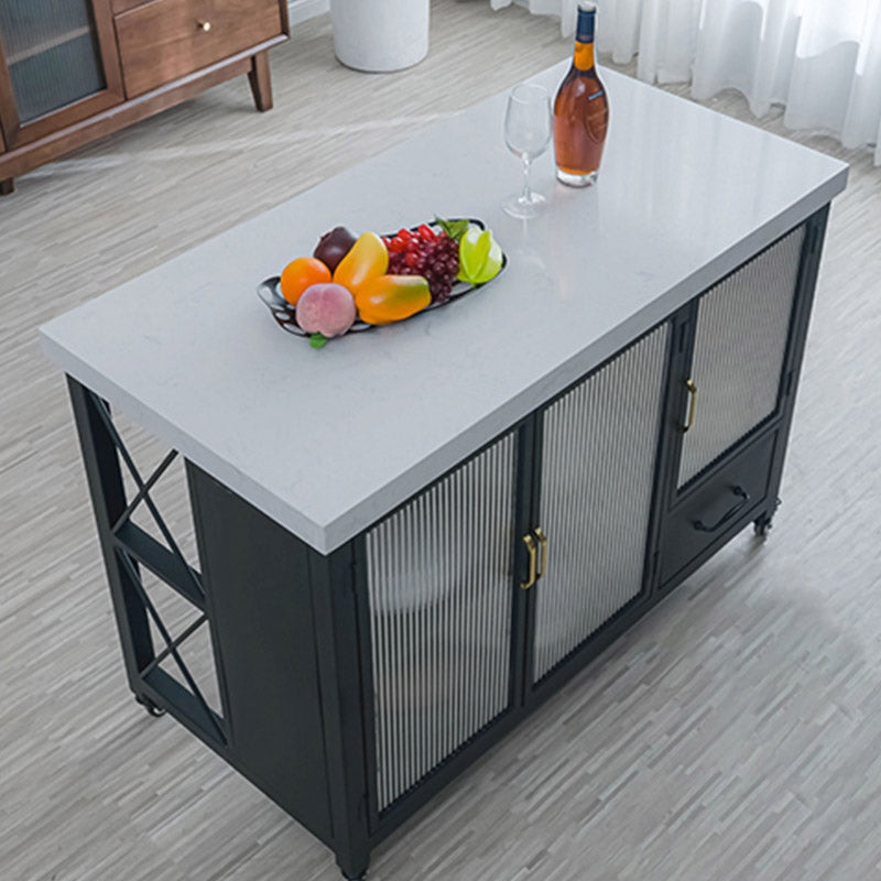 Modern Rectangular Prep Table Rolling Dining Room Kitchen Trolley