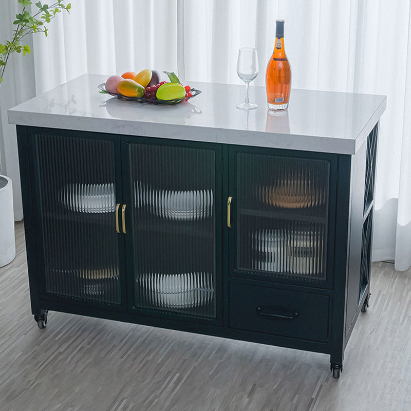 Modern Rectangular Prep Table Rolling Dining Room Kitchen Trolley