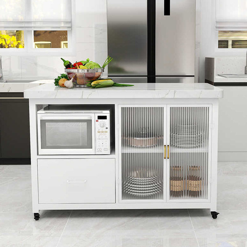 Modern Prep Table Rectangular Rolling Dining Room Kitchen Trolley