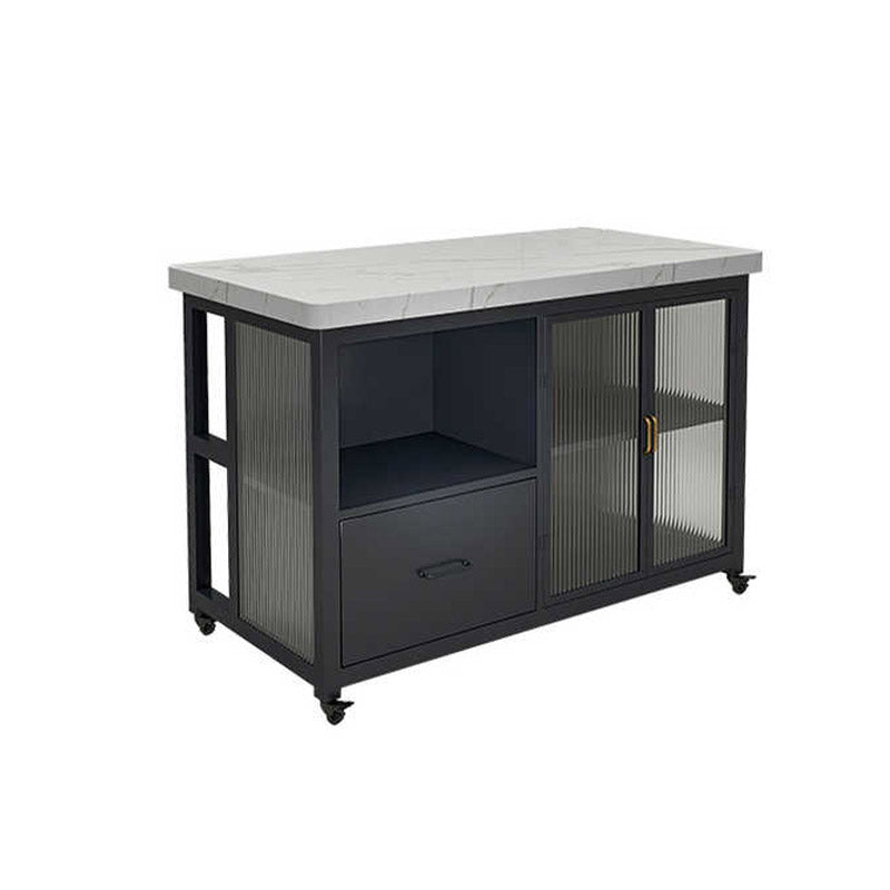Modern Prep Table Rectangular Rolling Dining Room Kitchen Trolley