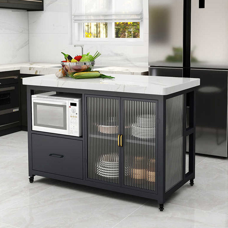 Modern Prep Table Rectangular Rolling Dining Room Kitchen Trolley