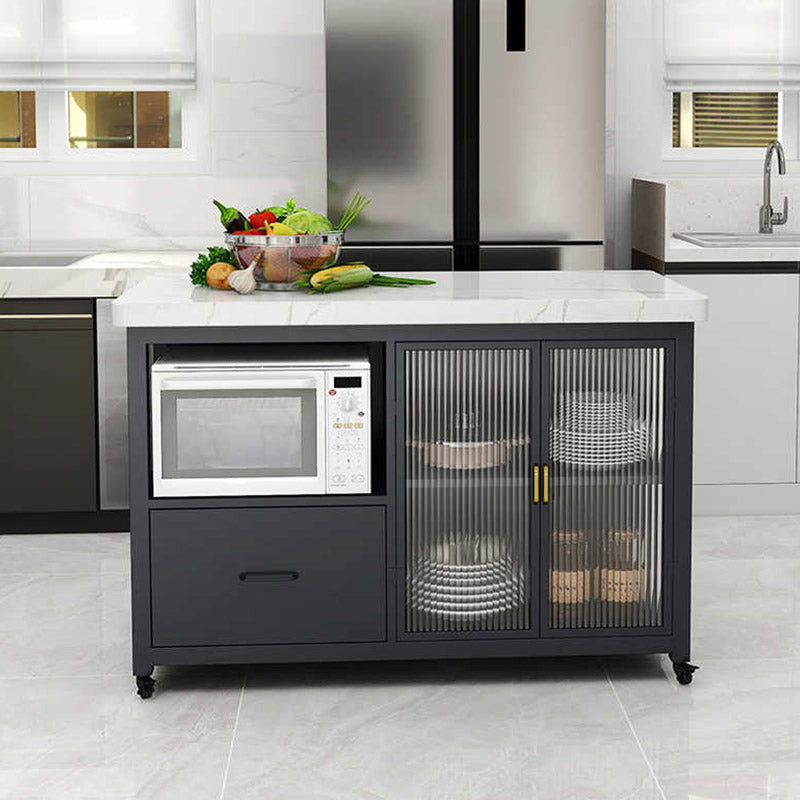 Modern Prep Table Rectangular Rolling Dining Room Kitchen Trolley