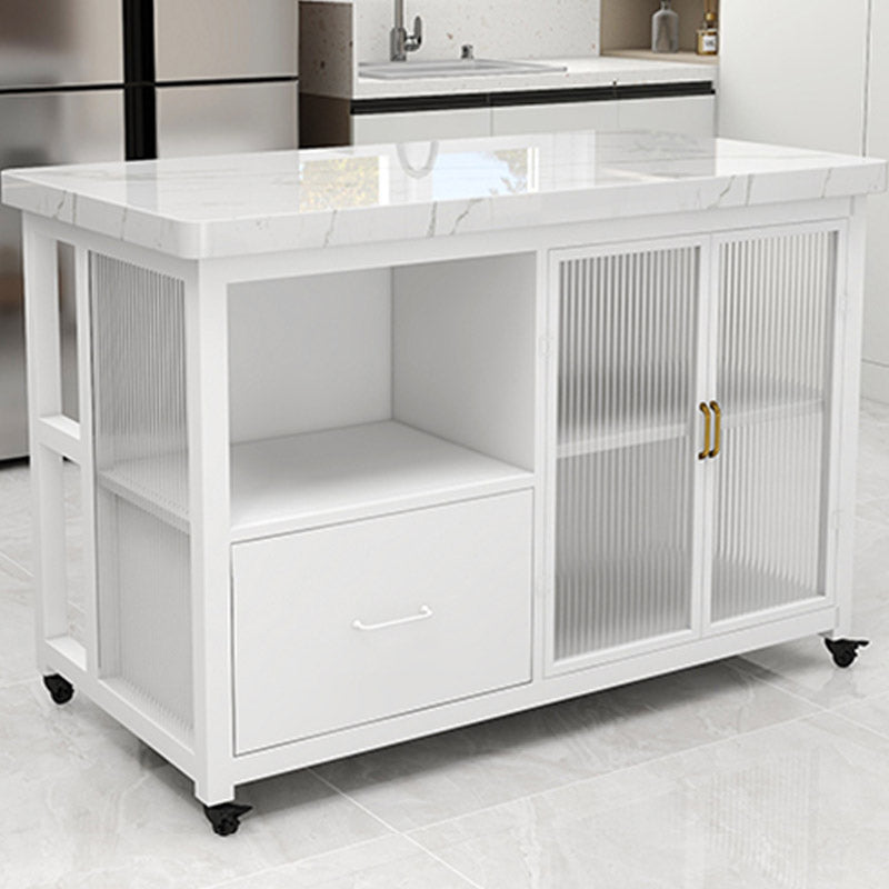 Modern Prep Table Rectangular Rolling Dining Room Kitchen Trolley