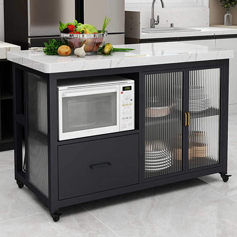 Modern Prep Table Rectangular Rolling Dining Room Kitchen Trolley