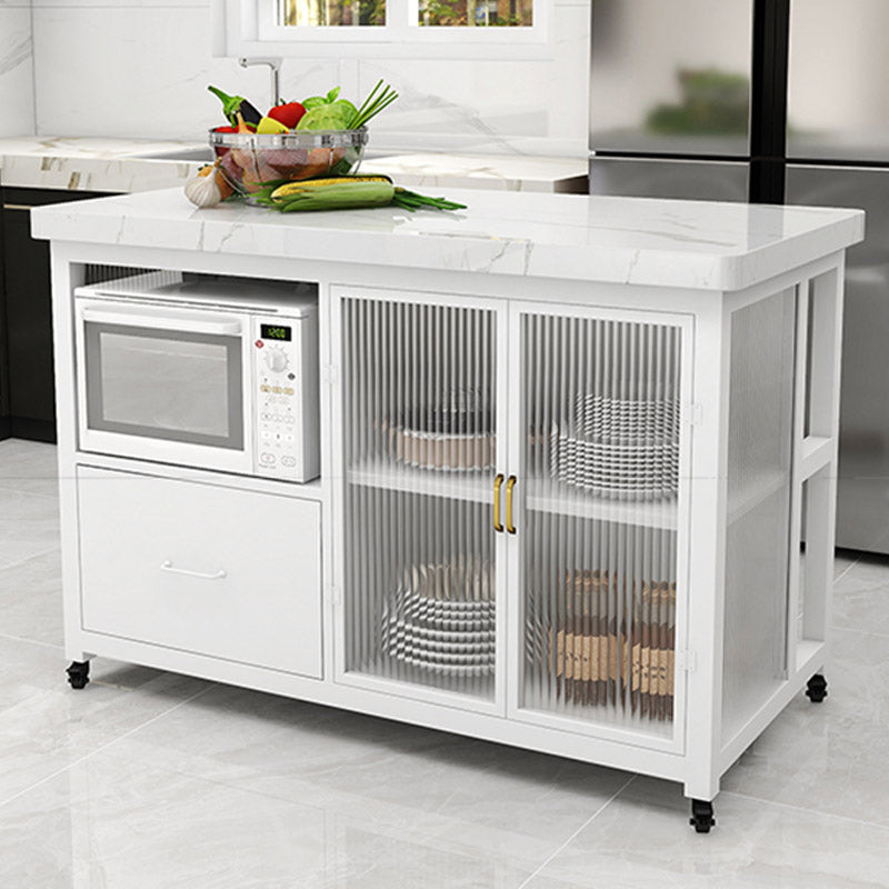 Modern Prep Table Rectangular Rolling Dining Room Kitchen Trolley