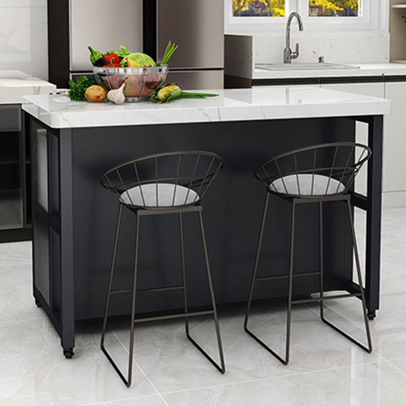 Modern Prep Table Rectangular Rolling Dining Room Kitchen Trolley