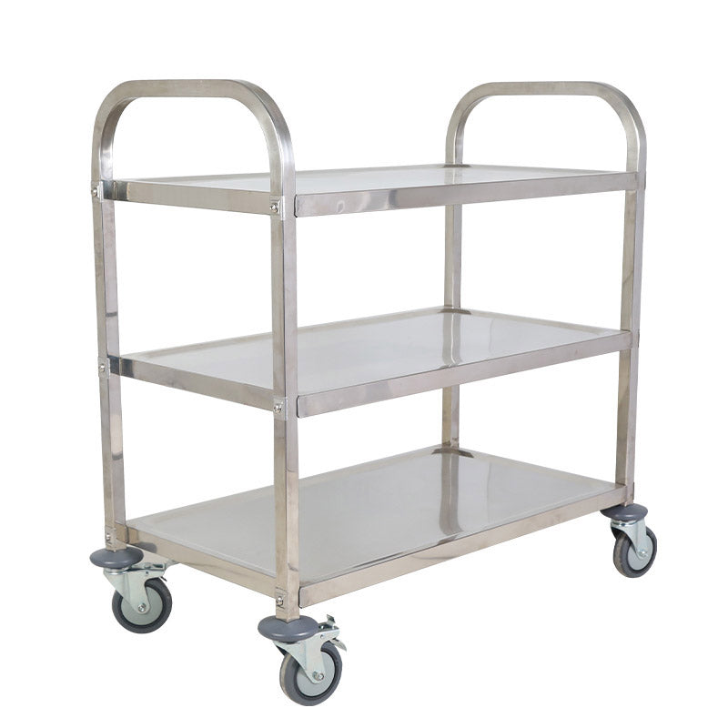 Modern Open Storage Prep Table Rectangular Metal Dining Room Kitchen Trolley