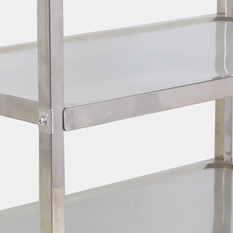 Modern Open Storage Prep Table Rectangular Metal Dining Room Kitchen Trolley