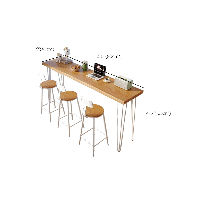 Modern Style Bistro Bar Table Rectangle Wood Metal Base Bar Table for Home