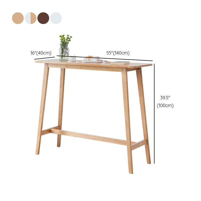 Contemporary Rectangle Bar Table Solid Wood Counter Height Bar Dining Table