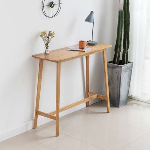 Modern Rectangle Fixed Bar Table Solid Wood Counter Height Bar Dining Table