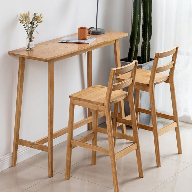 Modern Rectangle Fixed Bar Table Solid Wood Counter Height Bar Dining Table