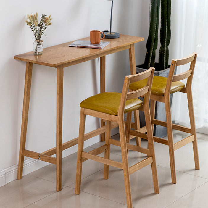 Modern Rectangle Fixed Bar Table Solid Wood Counter Height Bar Dining Table