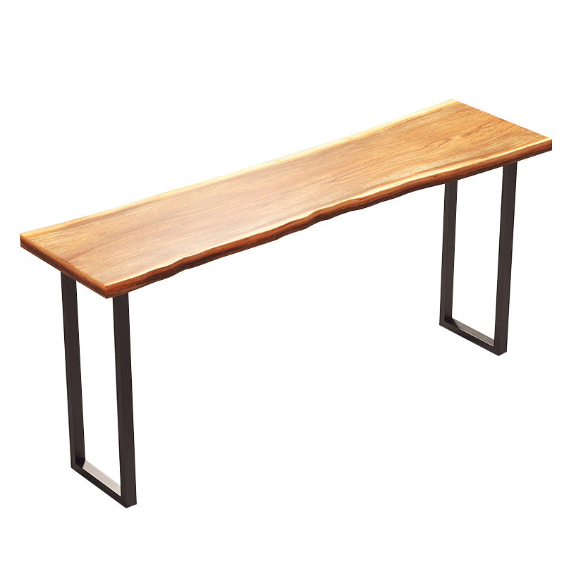 Industrial Solid Wood Bar Table Rectangle Bar Height Table with Double Pedestal Base