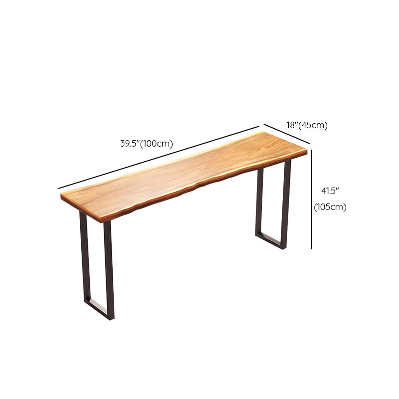 Industrial Solid Wood Bar Table Rectangle Bar Height Table with Double Pedestal Base