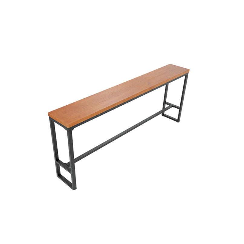 Industrial Rectangle Bar Dining Table Metal and Solid Wood Bar Height Table