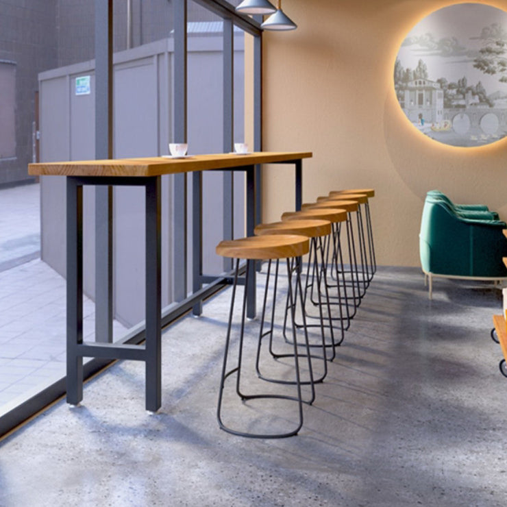 Black Metal Trestle Base Bar Table Industrial Rectangle Bar Height Table