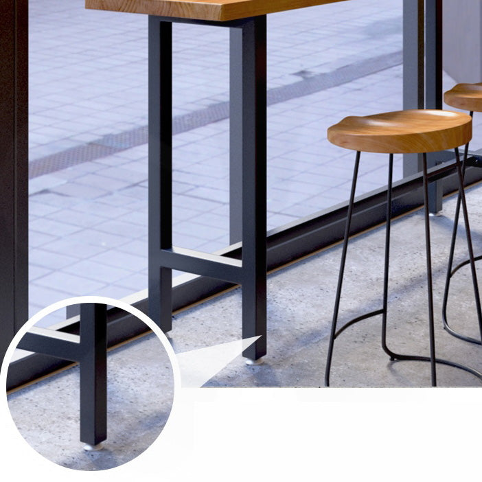 Black Metal Trestle Base Bar Table Industrial Rectangle Bar Height Table