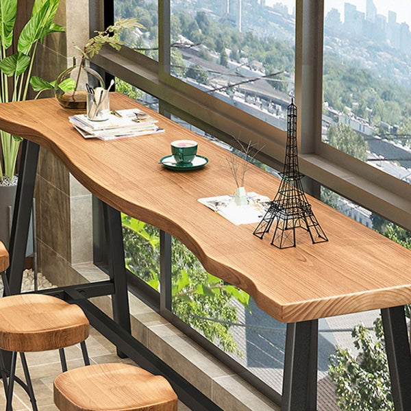 Pine Solid Wood Bar Dining Table Industrial Rectangle Bar Height Table