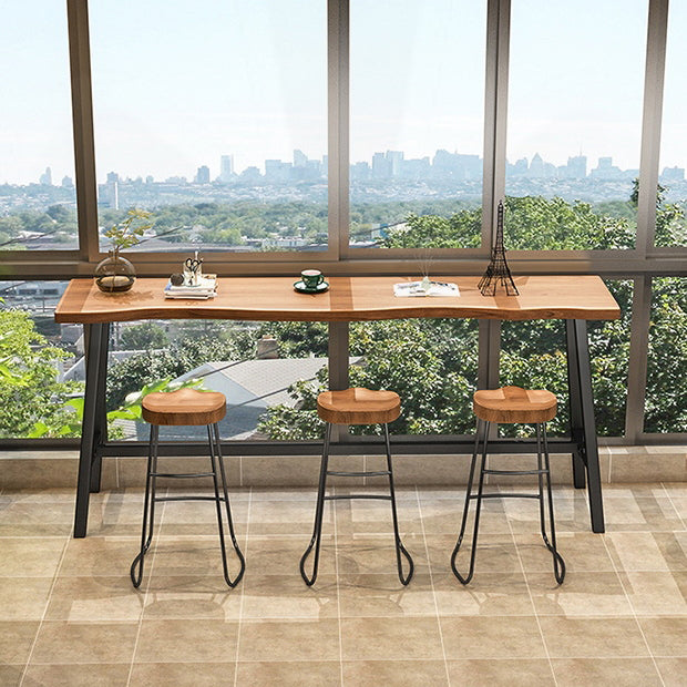 Pine Solid Wood Bar Dining Table Industrial Rectangle Bar Height Table