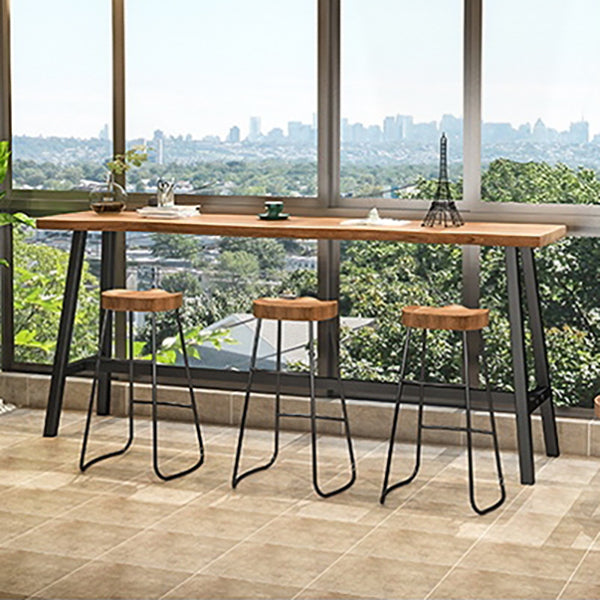 Pine Solid Wood Bar Dining Table Industrial Rectangle Bar Height Table