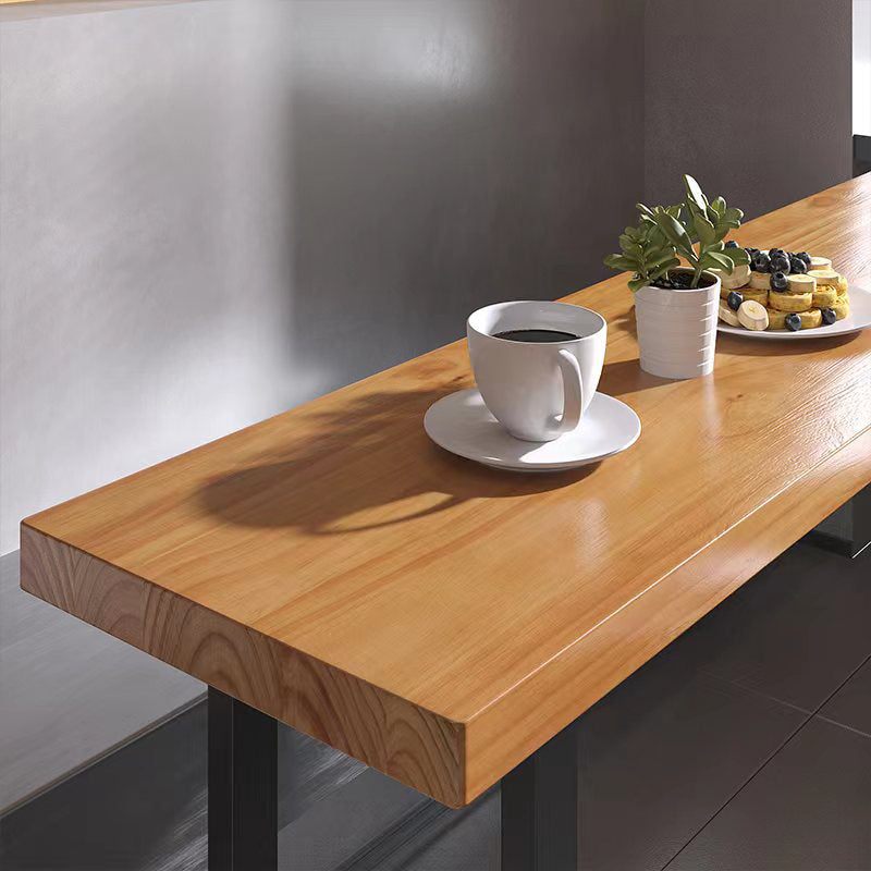Industrial Style Bar Table Rectangle Solid Wood Fixed Bistro Bar Desk for Indoor