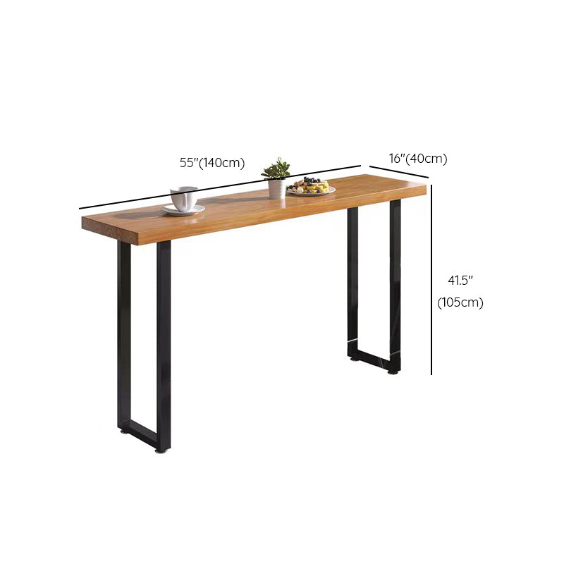 Industrial Style Bar Table Rectangle Solid Wood Fixed Bistro Bar Desk for Indoor