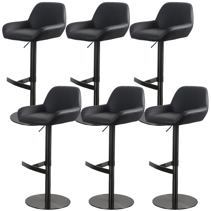 Glam Style Counter Stool Leather Adjustable Height Bar Stool with Metal Base