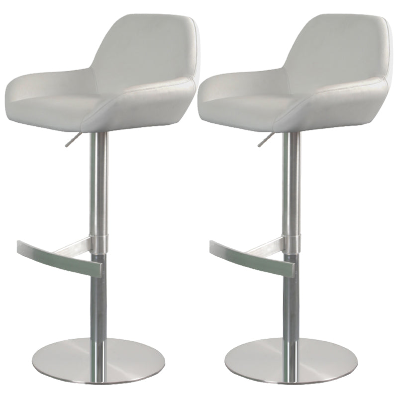 Glam Style Counter Stool Leather Adjustable Height Bar Stool with Metal Base