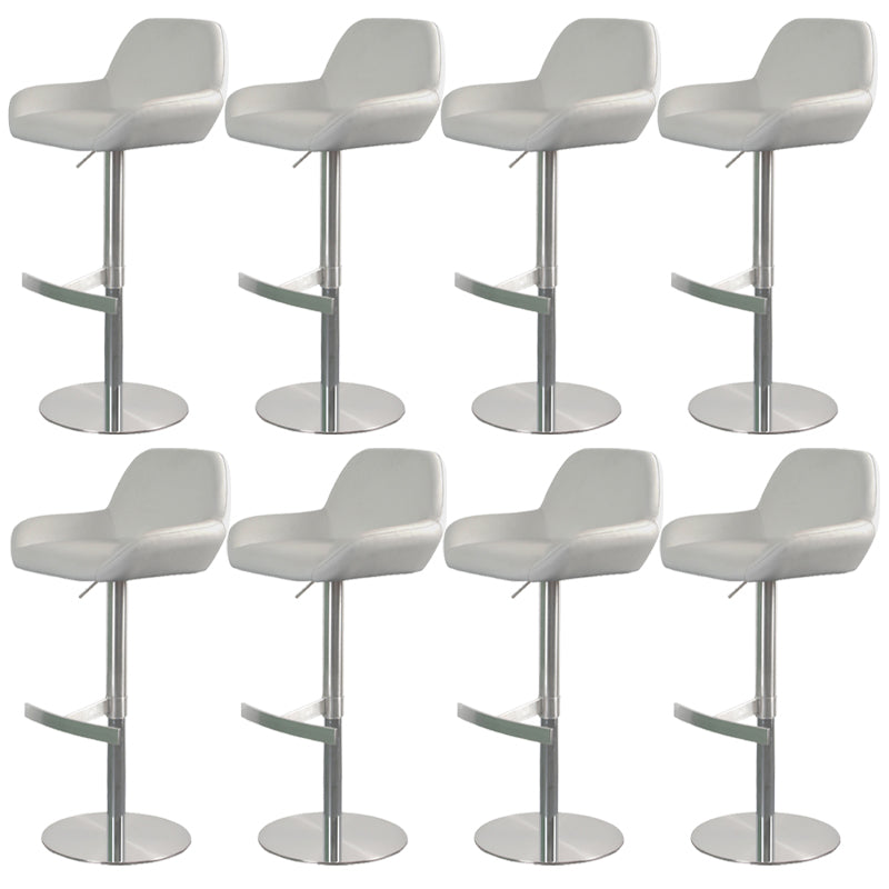 Glam Style Counter Stool Leather Adjustable Height Bar Stool with Metal Base