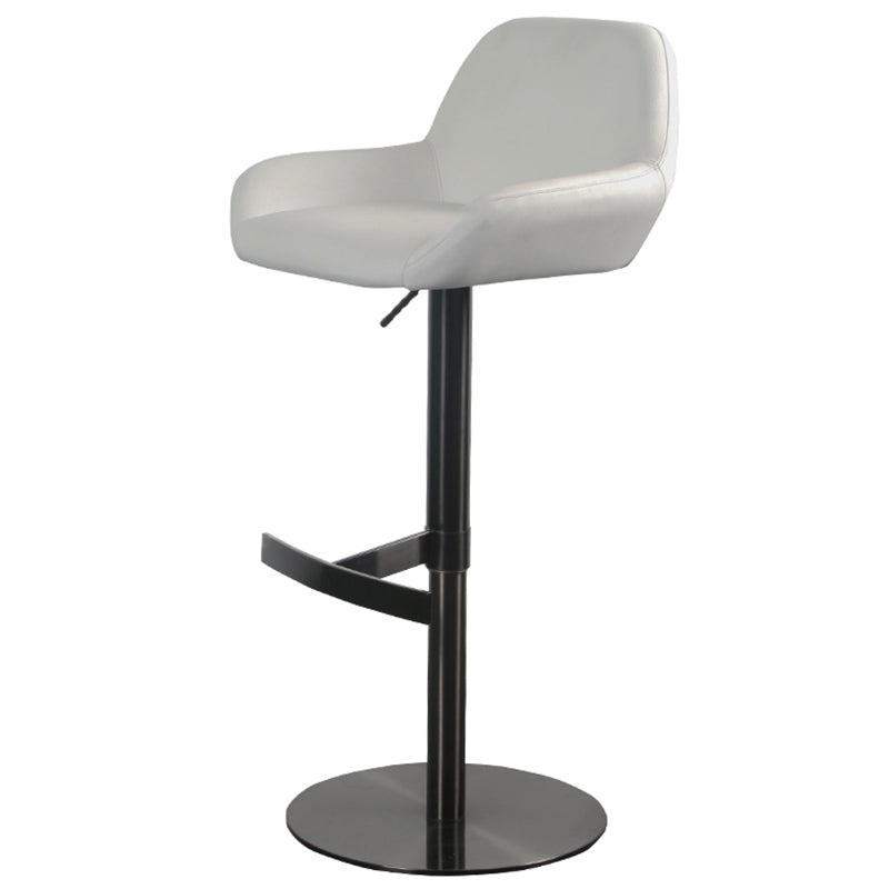 Glam Style Counter Stool Leather Adjustable Height Bar Stool with Metal Base