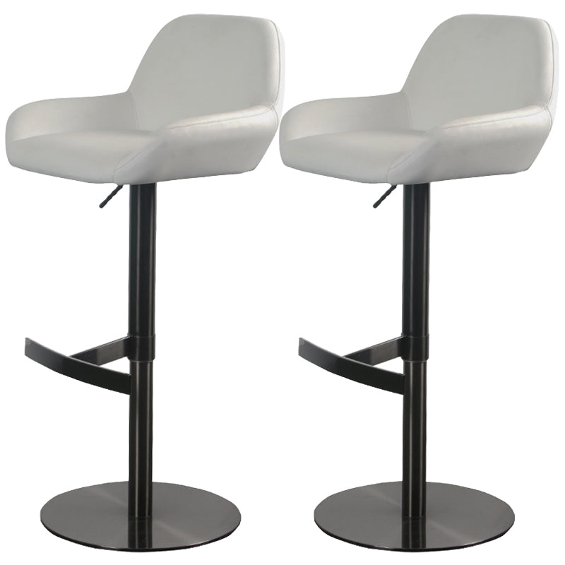Glam Style Counter Stool Leather Adjustable Height Bar Stool with Metal Base