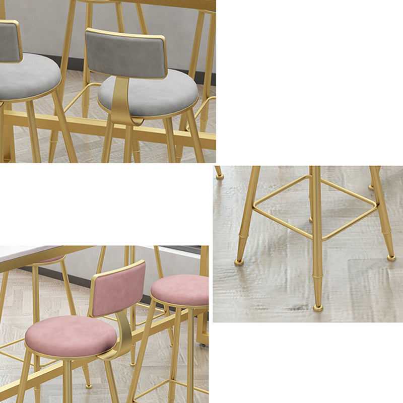 Metal Low Back Dining Stools Armless Bar Stools with Footrest
