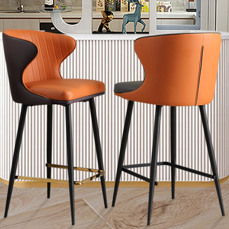 Modern Style Faux Leather Barstool Low Back Counter Bar Stool for Kitchen