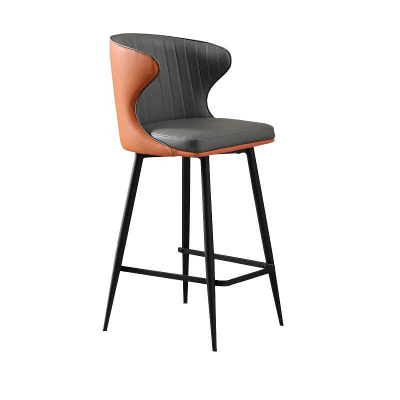 Modern Style Faux Leather Barstool Low Back Counter Bar Stool for Kitchen