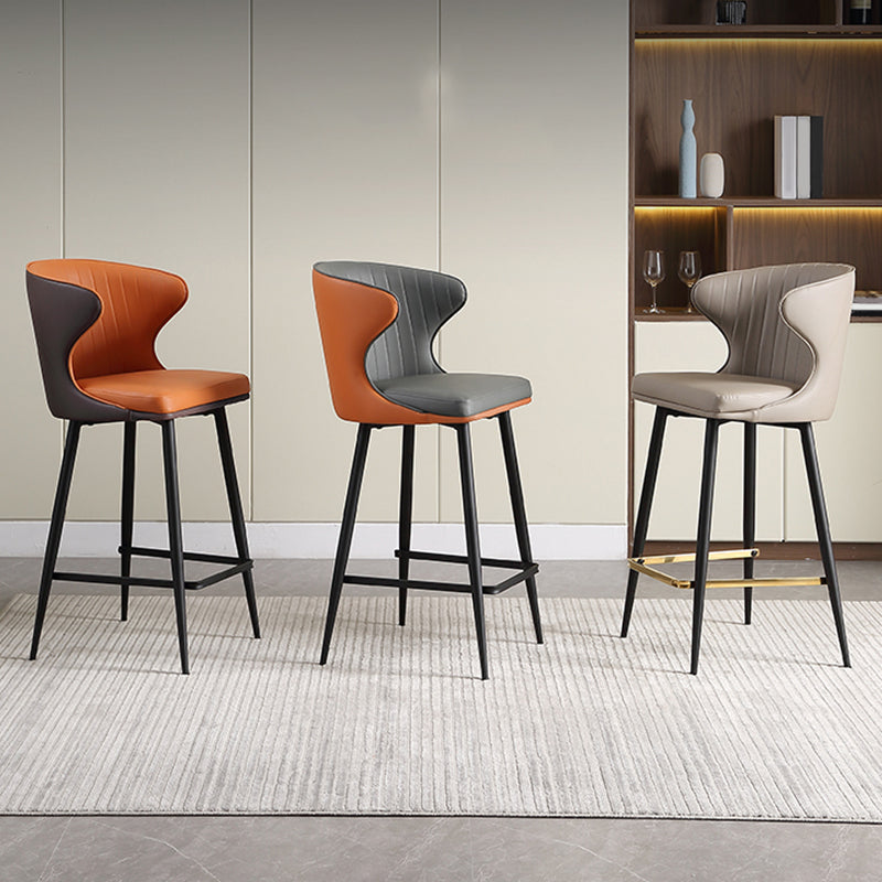 Modern Style Faux Leather Barstool Low Back Counter Bar Stool for Kitchen