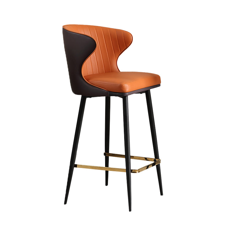 Modern Style Faux Leather Barstool Low Back Counter Bar Stool for Kitchen