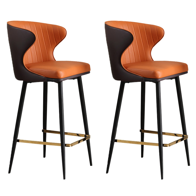 Modern Style Faux Leather Barstool Low Back Counter Bar Stool for Kitchen