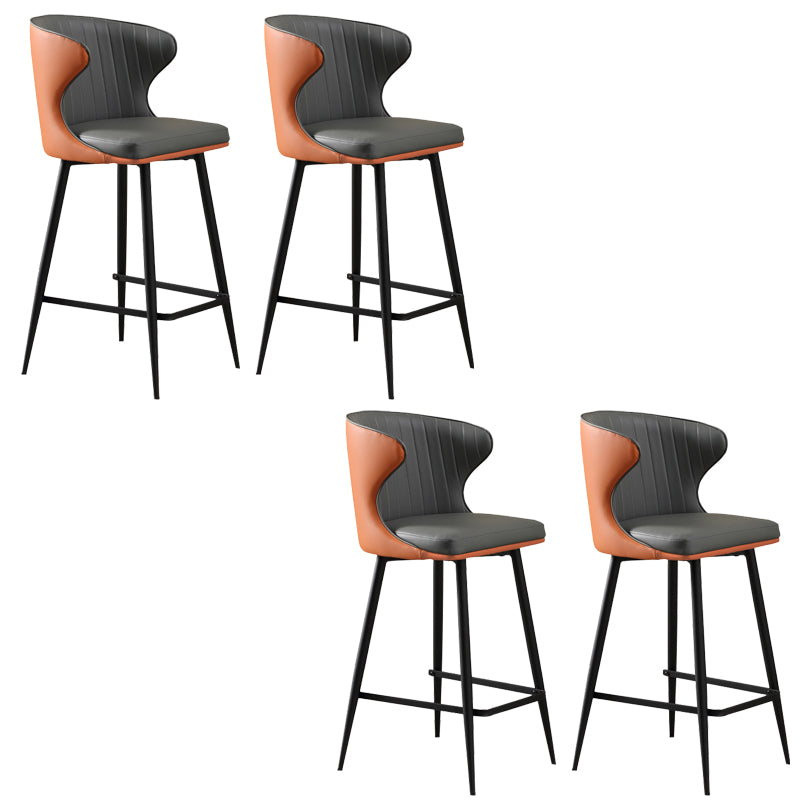 Modern Style Faux Leather Barstool Low Back Counter Bar Stool for Kitchen