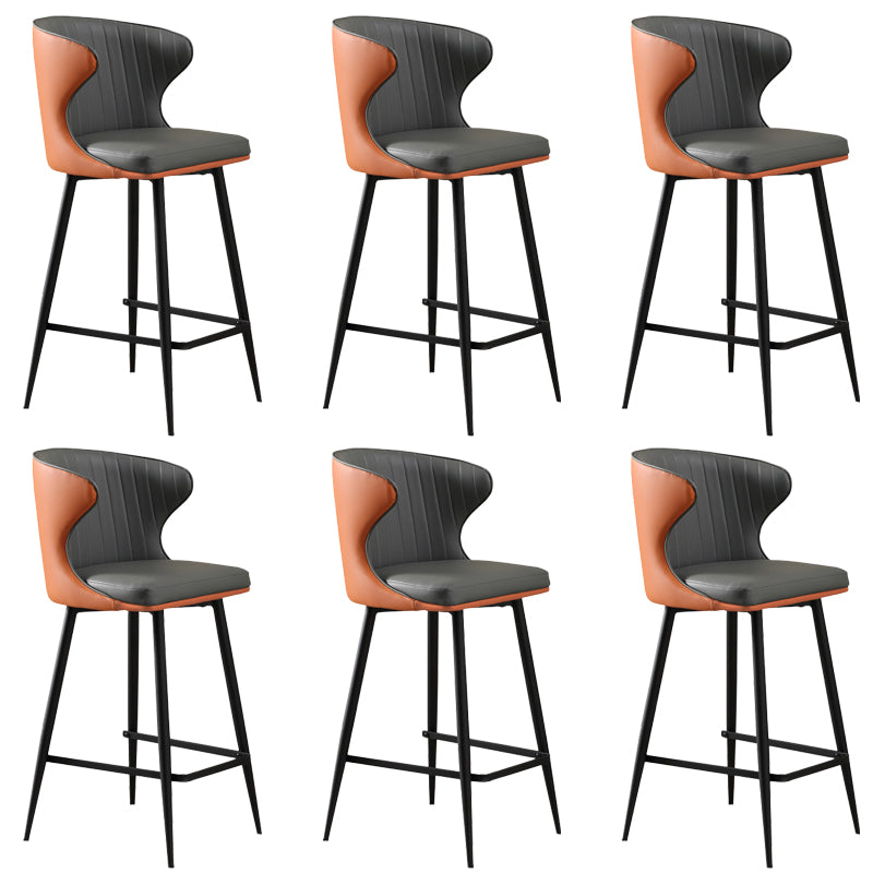 Modern Style Faux Leather Barstool Low Back Counter Bar Stool for Kitchen