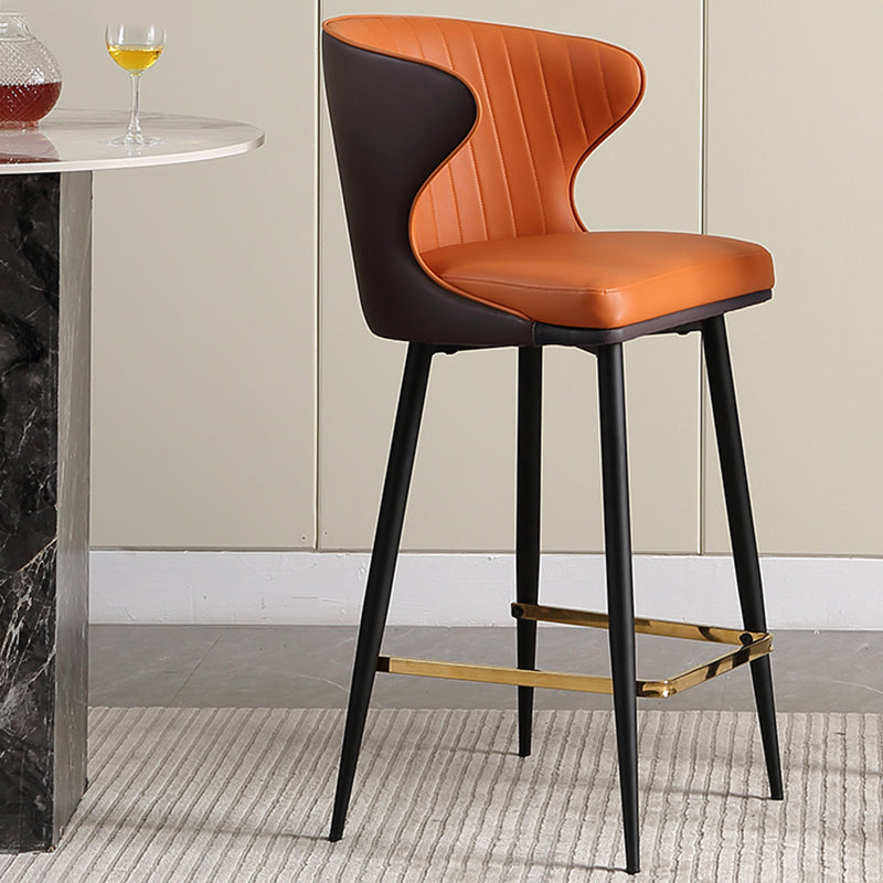 Modern Style Faux Leather Barstool Low Back Counter Bar Stool for Kitchen