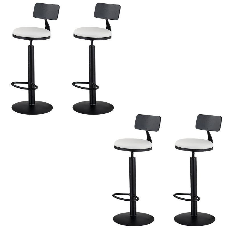 Glam Round Dining Stools Adjustable Height Bar Stools with Metal Base