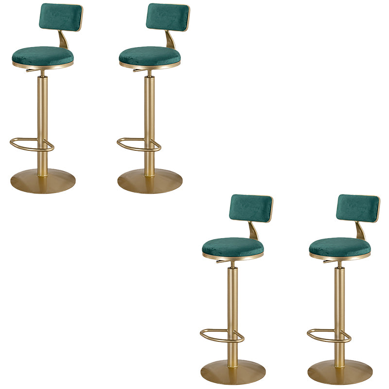 Glam Round Dining Stools Adjustable Height Bar Stools with Metal Base