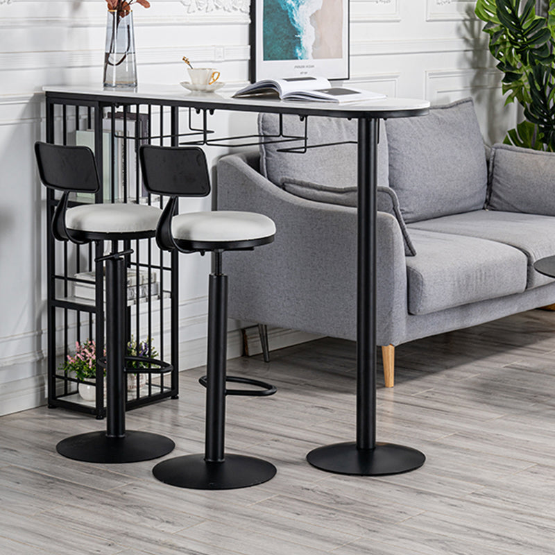 Glam Round Dining Stools Adjustable Height Bar Stools with Metal Base