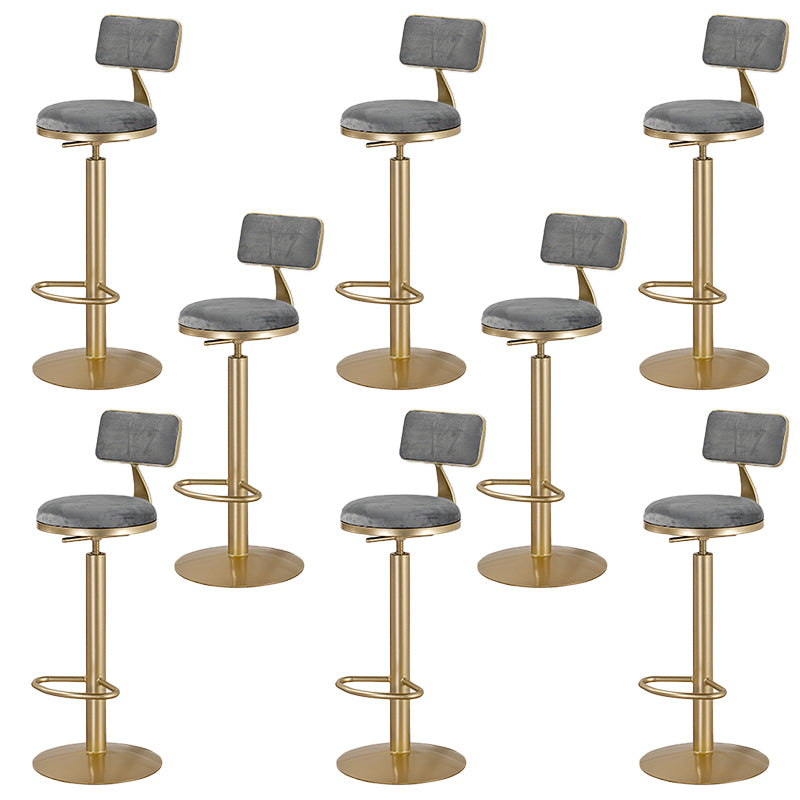 Glam Round Dining Stools Adjustable Height Bar Stools with Metal Base
