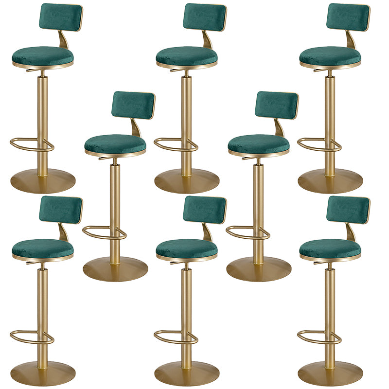 Glam Round Dining Stools Adjustable Height Bar Stools with Metal Base