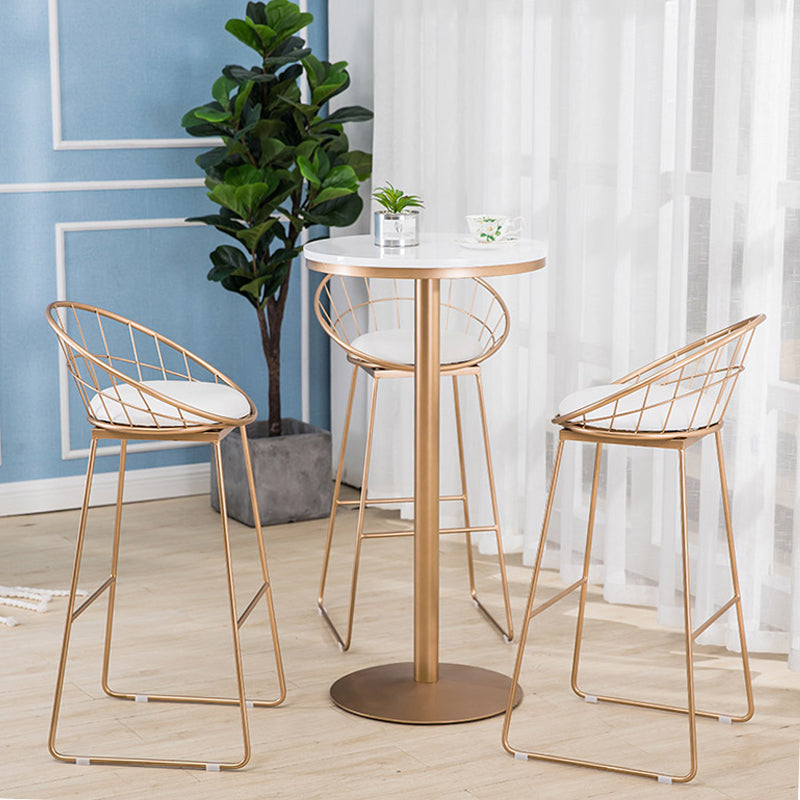 Faux Leather Dining Stools Low Back Bar Stools with Metal Base