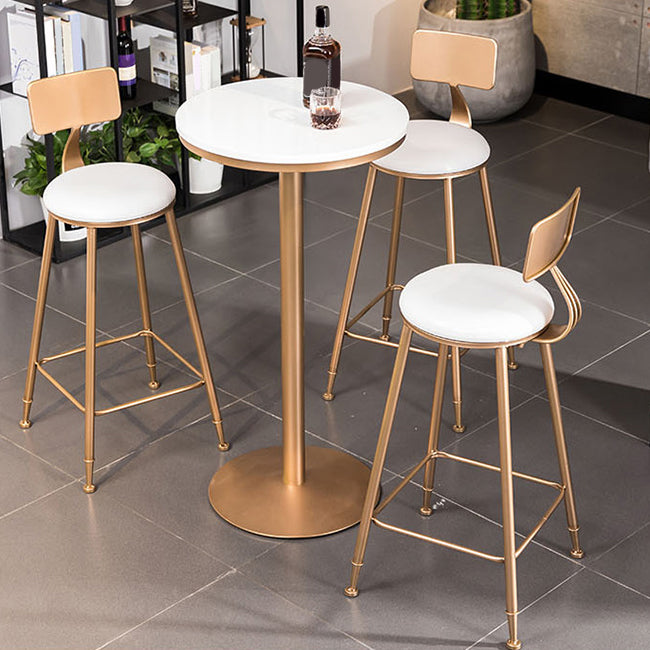 Faux Leather Dining Stools Low Back Bar Stools with Metal Base